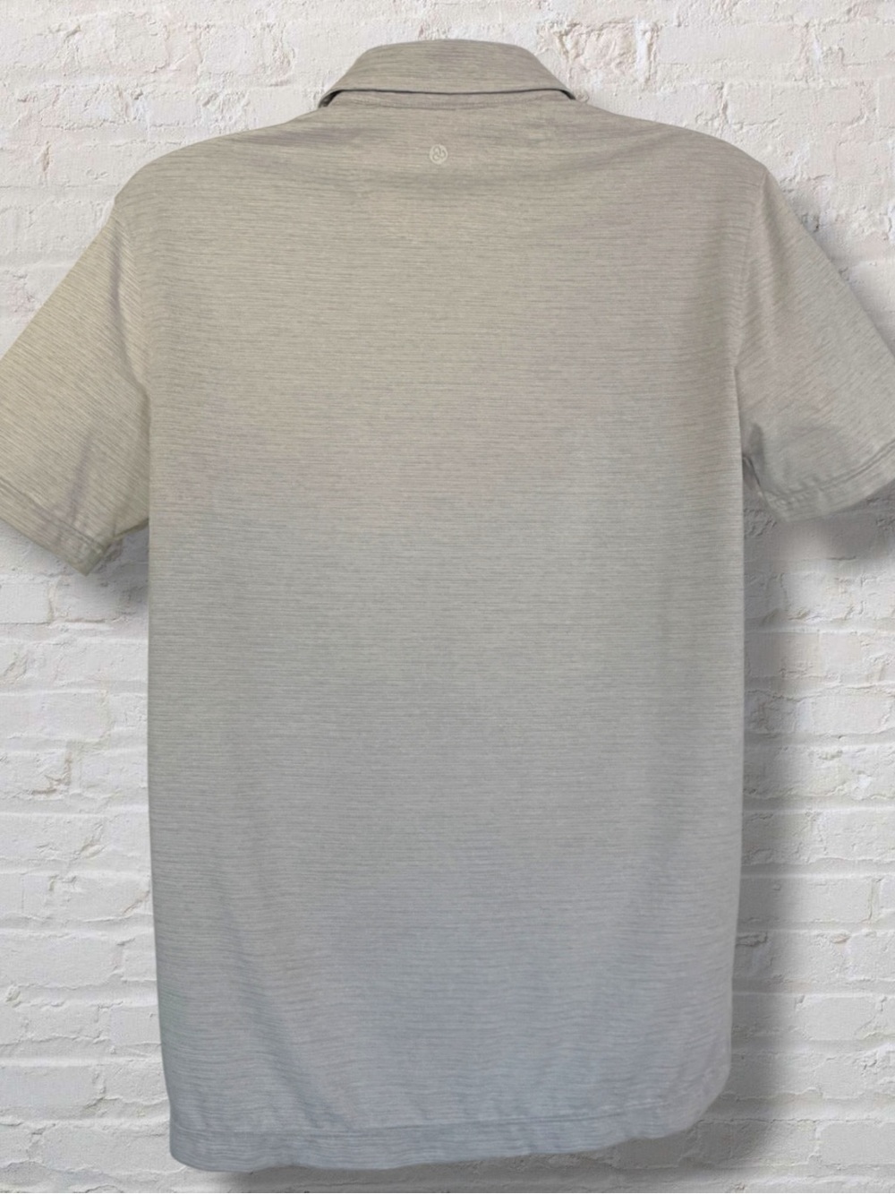 Zella Men’s M Performance Polo short sleeve- Light Gray Sage Micro Stripe - Picture 5 of 10